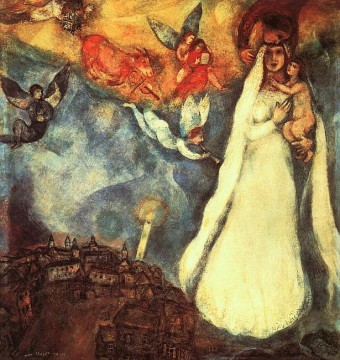 Marc Chagall œuvres - Madone du village contemporain Marc Chagall